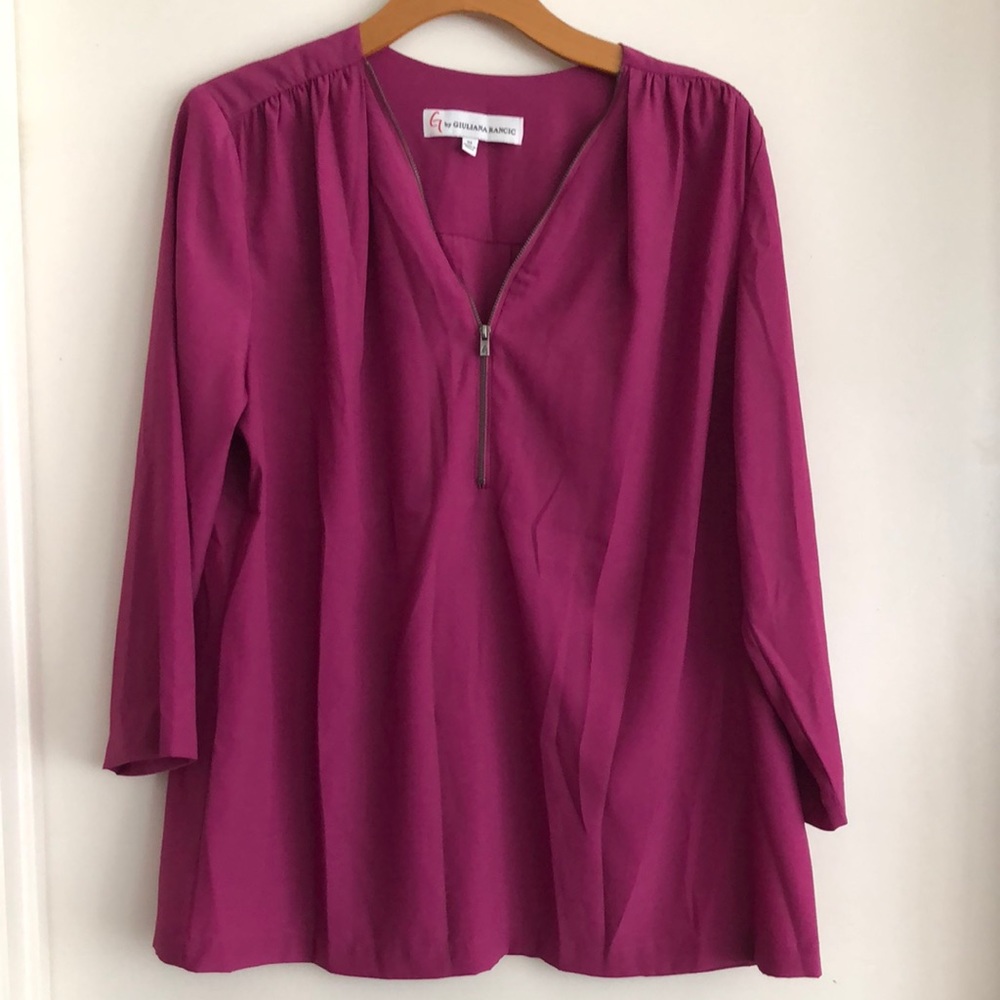 Magenta Zip-Front Women's Blouse